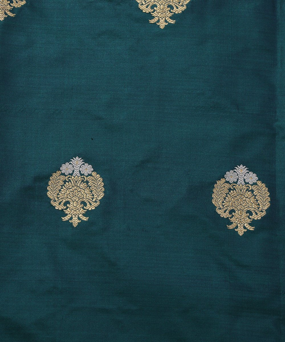 Handloom_Green_and_Purple_Dual_Tone_Kadhwa_Pure_Katan_Silk_Booti_Banarasi_Fabric_WeaverStory_03