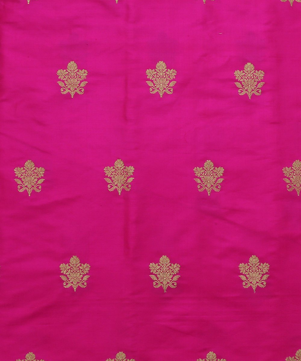 Hot_Pink_Handloom_Dupion_Silk_Banarasi_Fabric_wih_Zari_Boota_WeaverStory_02
