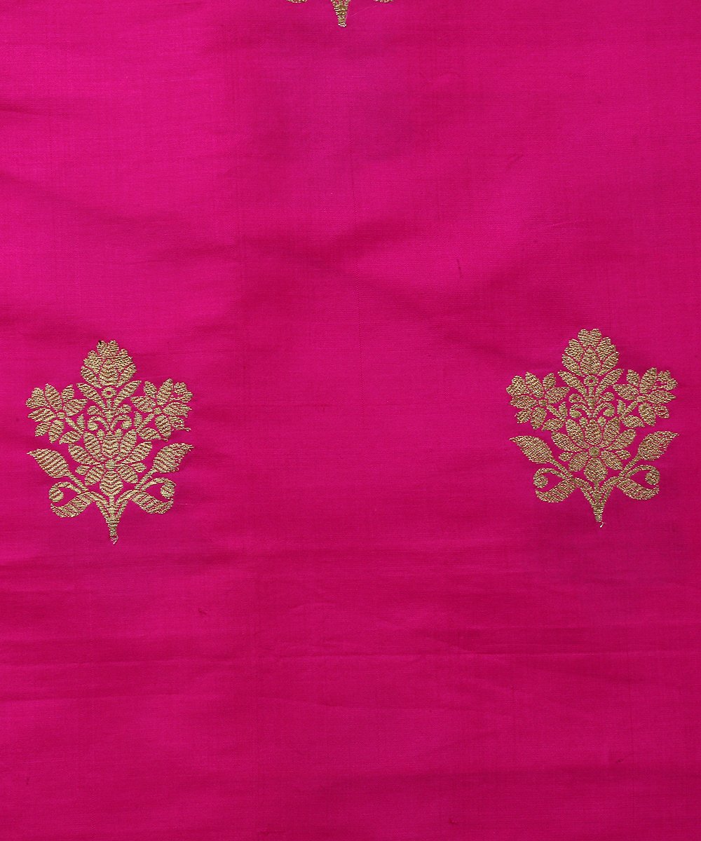 Hot_Pink_Handloom_Dupion_Silk_Banarasi_Fabric_wih_Zari_Boota_WeaverStory_03