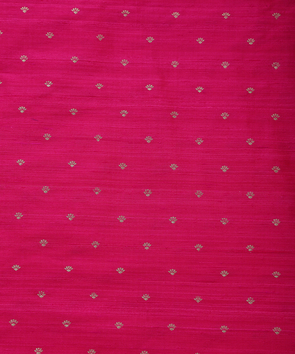 Handloom_Rani_Pink_Tussar_Silk_Banarasi_Fabric_With_Cutwork_Zari_Booti_WeaverStory_02