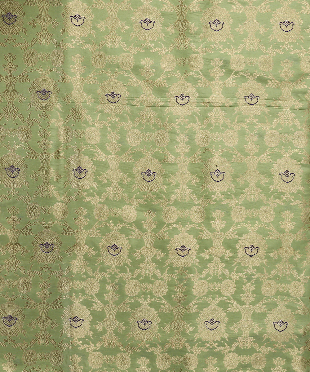 Light_Green_Handloom_Kadhwa_Jangla_Banarasi_Fabric_With_Blue_Meenakari_Design_WeaverStory_02