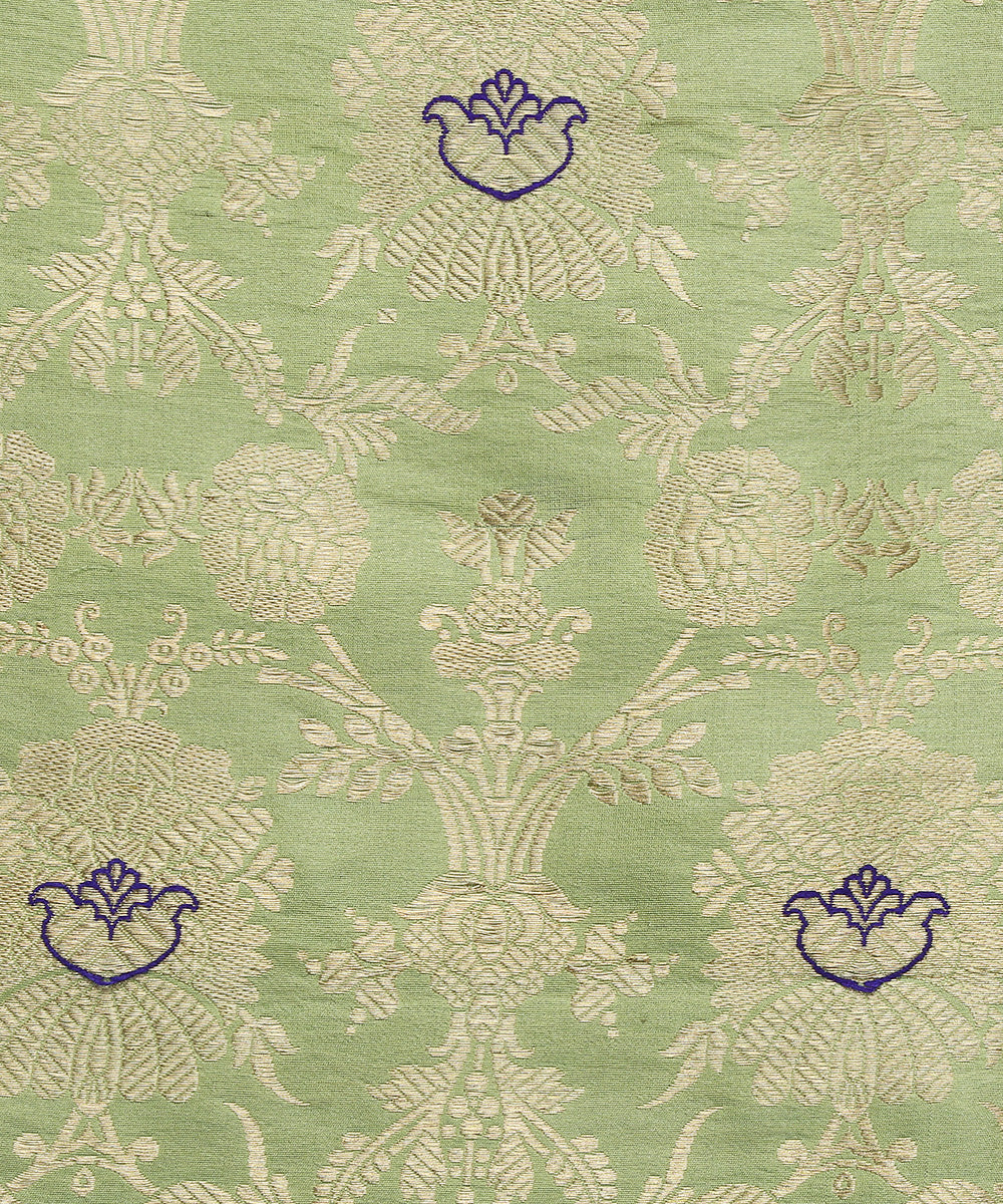 Light_Green_Handloom_Kadhwa_Jangla_Banarasi_Fabric_With_Blue_Meenakari_Design_WeaverStory_03