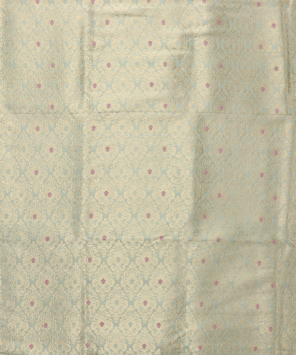 Handloom_Powder_Blue_Pure_Katan_Silk_Kadhwa_Banarasi_Floral_Brocade_Fabric_With_Pink_Meenakari_Design_WeaverStory_02