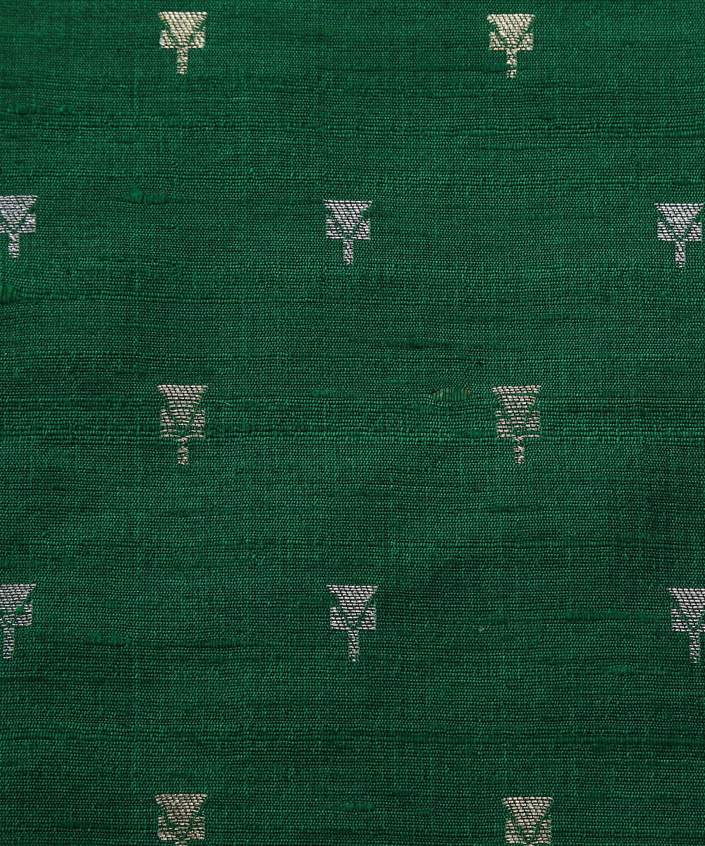 Green_Handloom_Tussar_Silk_Banarasi_Fabric_With_Cutwork_Zari_Booti_WeaverStory_03