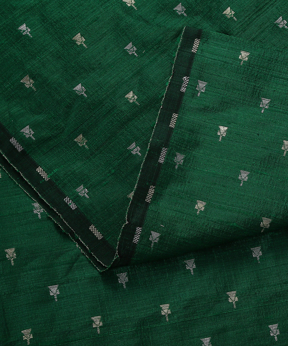 Green_Handloom_Tussar_Silk_Banarasi_Fabric_With_Cutwork_Zari_Booti_WeaverStory_04