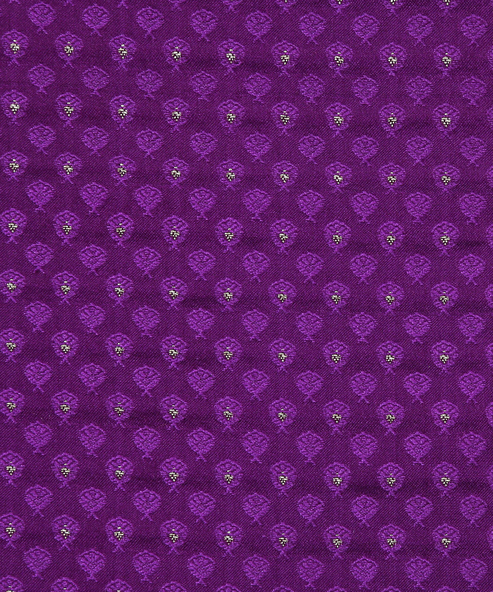 Purple_Handloom_Tanchoi_Banarasi_Fabric_With_Zari_Booti_WeaverStory_03