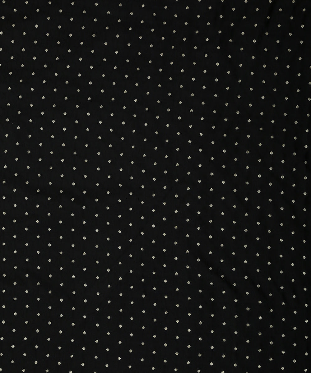 Handloom_Black_Tanchoi_Banarasi_Fabric_With_Zari_Booti_WeaverStory_02