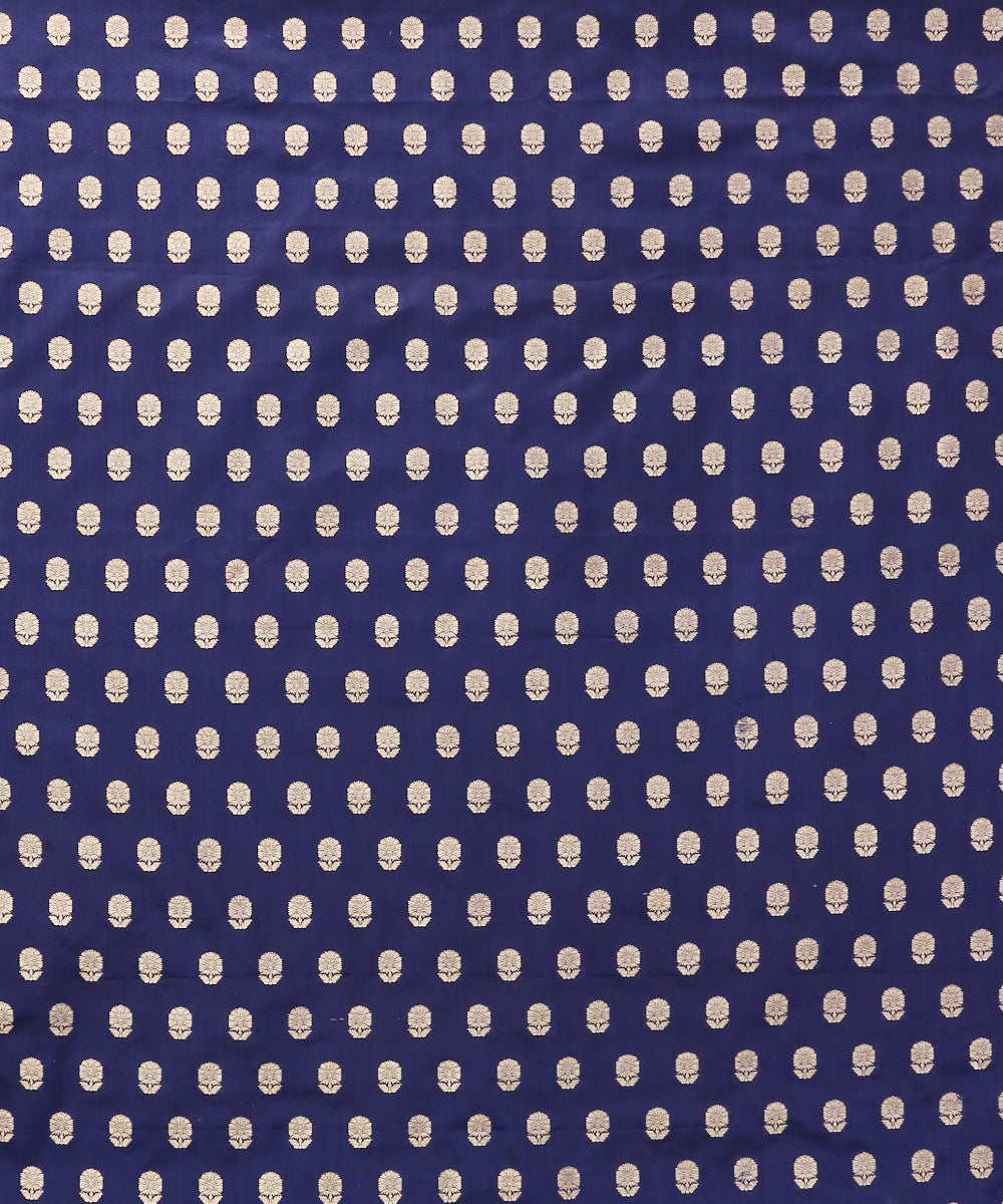 Handloom_Navy_Blue_Satin_Silk_Banarasi_Fabric_with_Booti_Design_WeaverStory_02