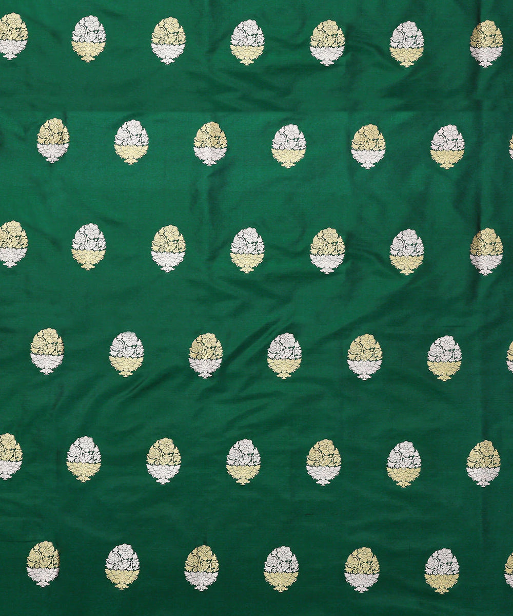 Green_Handloom_Pure_Katan_Silk_Kadhwa_Booti_Banarasi_Fabric_WeaverStory_02