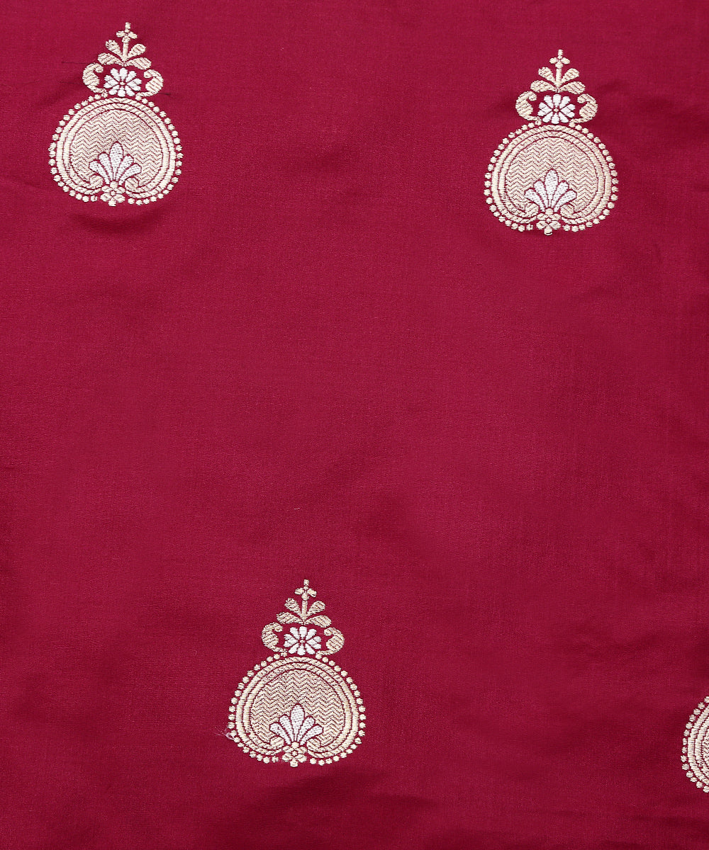Wine_Handloom_Pure_Katan_Silk_Banarasi_Fabric_with_Kadhwa_Booti_WeaverStory_03