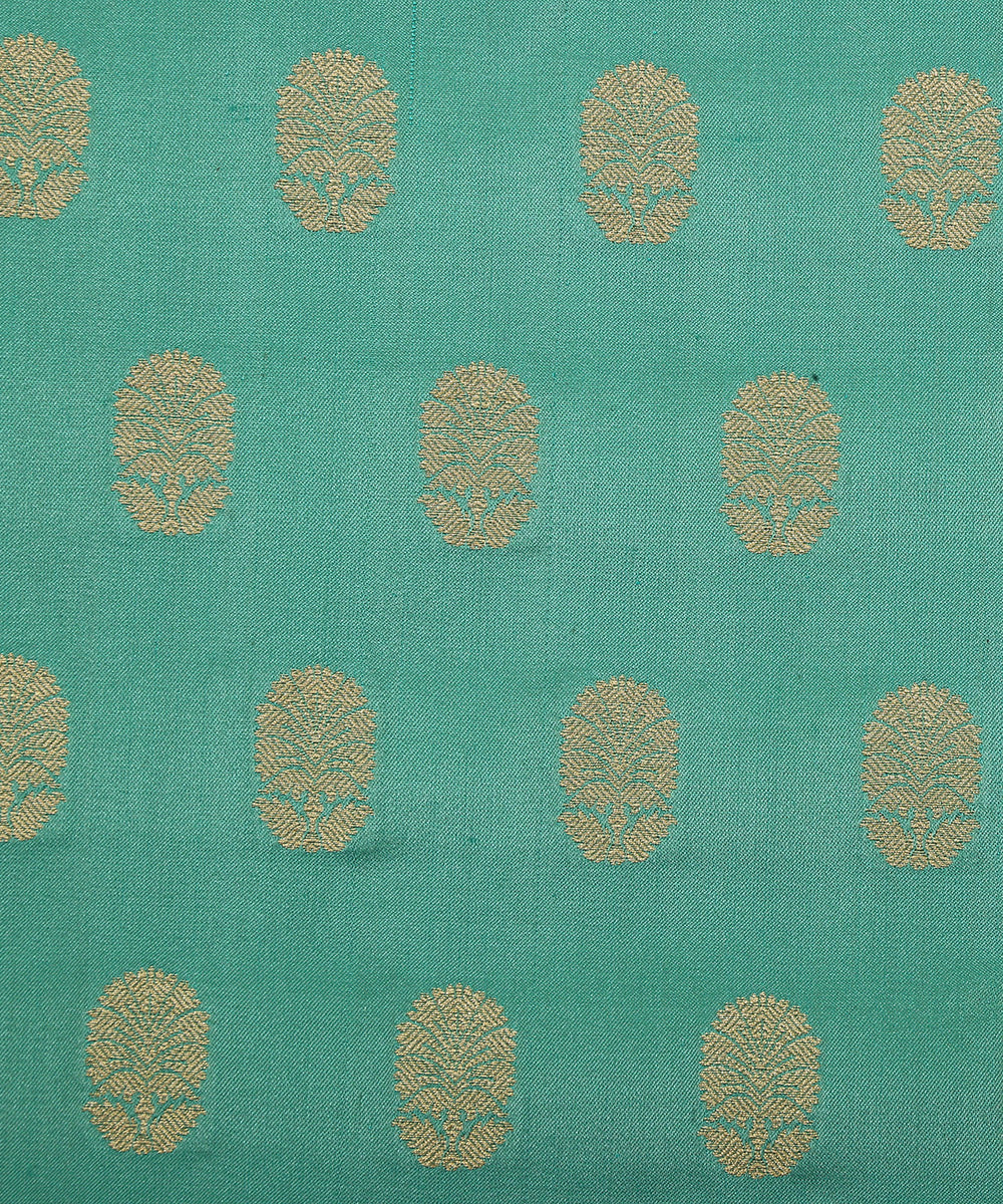 Handloom_Sea_Green_Pure_Satin_Banarasi_Booti_Fabric_WeaverStory_03