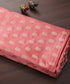 Peach_Handloom_Pure_Satin_Banarasi_Booti_Fabric_WeaverStory_01
