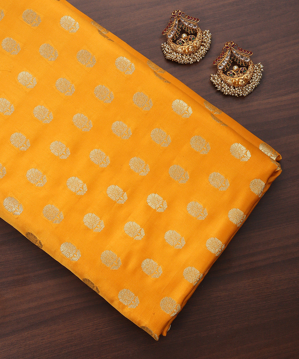 Handloom_Mustard_Pure_Satin_Banarasi_Fabric_with_Cutwork_Zari_Booti_WeaverStory_01