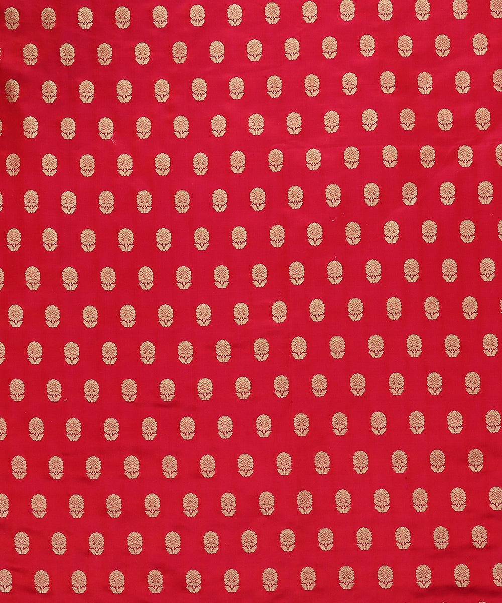Ruby_Red_Handloom_Pure_Satin_Banarasi_Fabric_with_Cutwork_Booti_WeaverStory_02