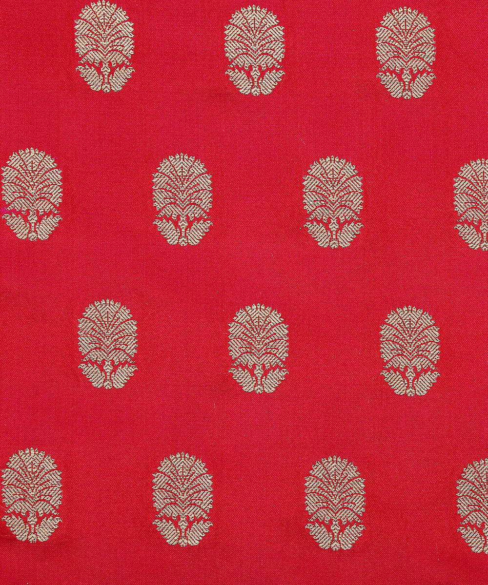 Ruby_Red_Handloom_Pure_Satin_Banarasi_Fabric_with_Cutwork_Booti_WeaverStory_03