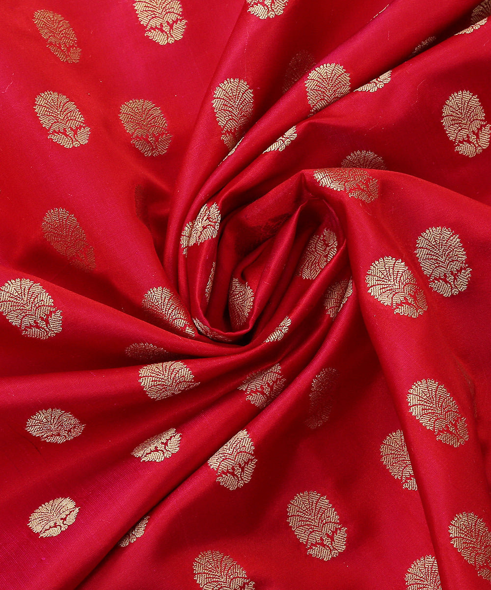 Ruby_Red_Handloom_Pure_Satin_Banarasi_Fabric_with_Cutwork_Booti_WeaverStory_05