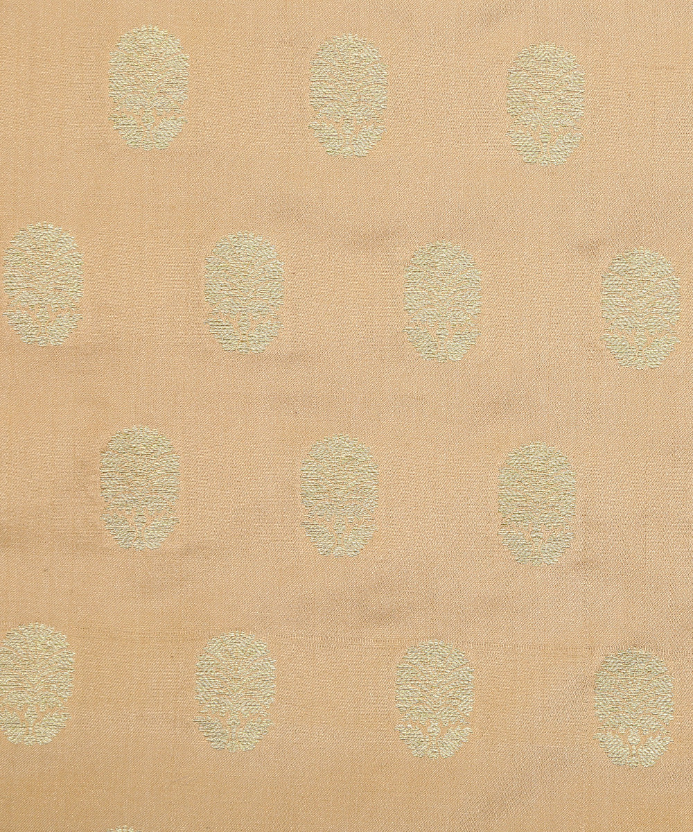 Beige_Handloom_Pure_Satin_Banarasi_Fabric_with_Cutwork_Zari_Booti_WeaverStory_03