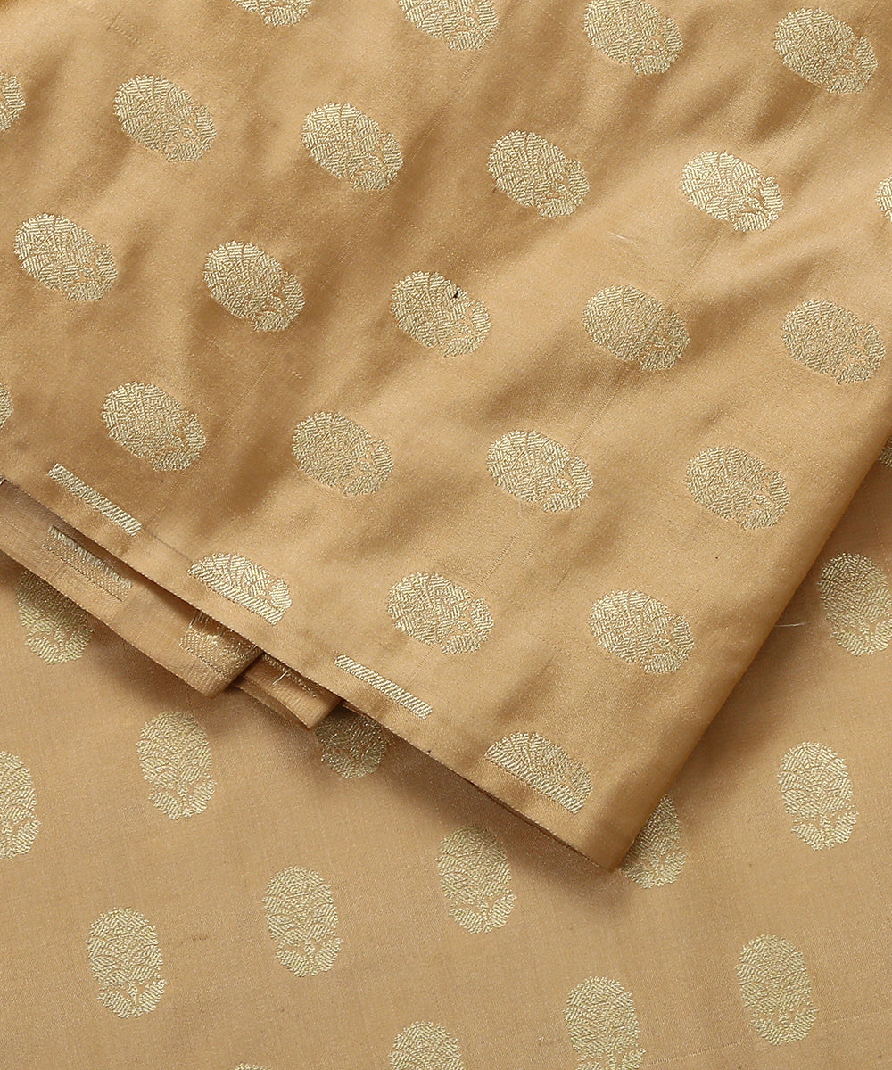 Beige_Handloom_Pure_Satin_Banarasi_Fabric_with_Cutwork_Zari_Booti_WeaverStory_04