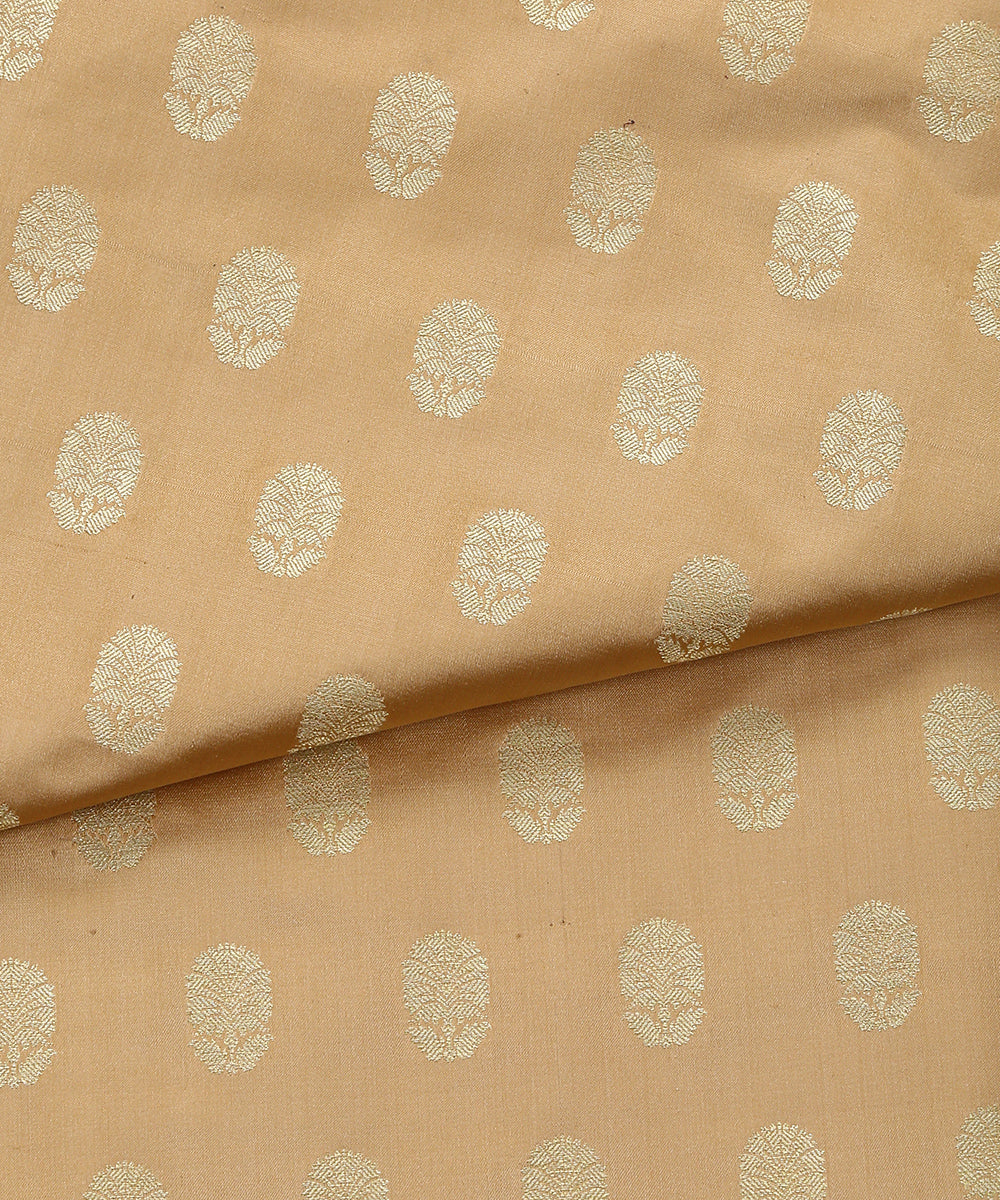 Beige_Handloom_Pure_Satin_Banarasi_Fabric_with_Cutwork_Zari_Booti_WeaverStory_05