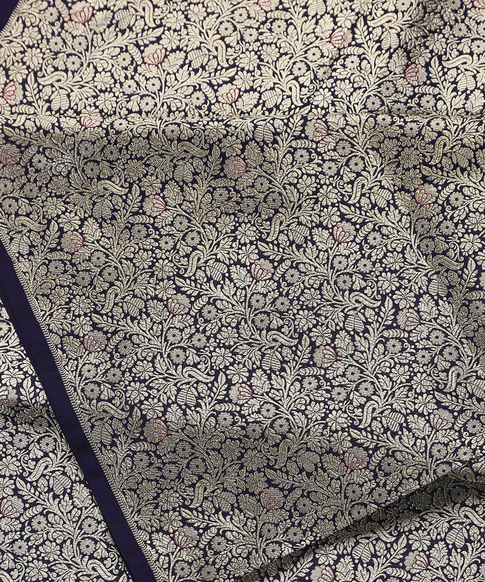 Handloom_Navy_Blue_Kimkhab_Pure_Katan_Silk_Banarasi_Fabric_With_Pink_Meenakari_WeaverStory_04
