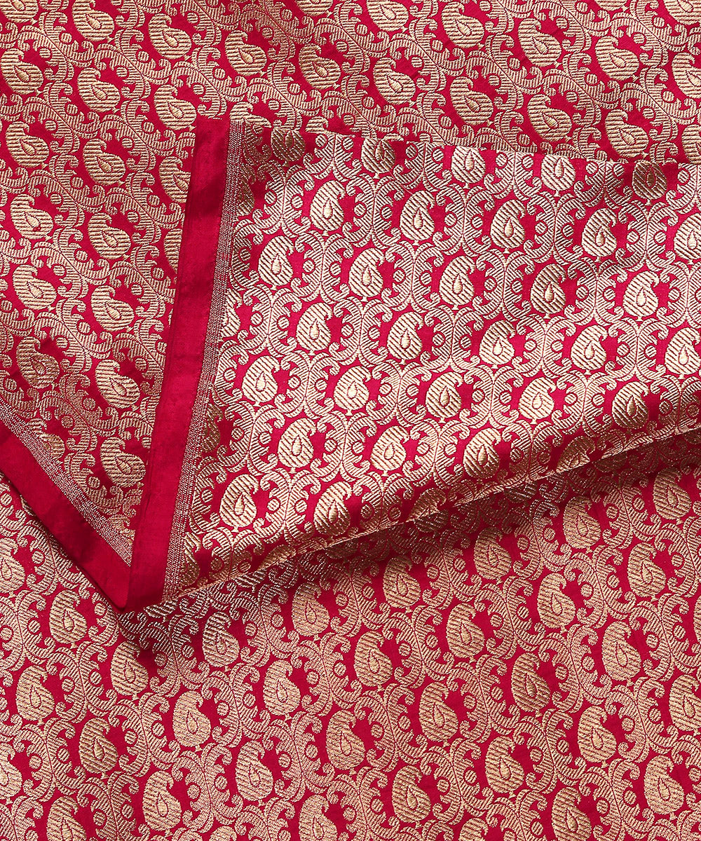 Pink_Handloom_Pure_Katan_Silk_Paisley_Brocade_Fabric_WeaverStory_04