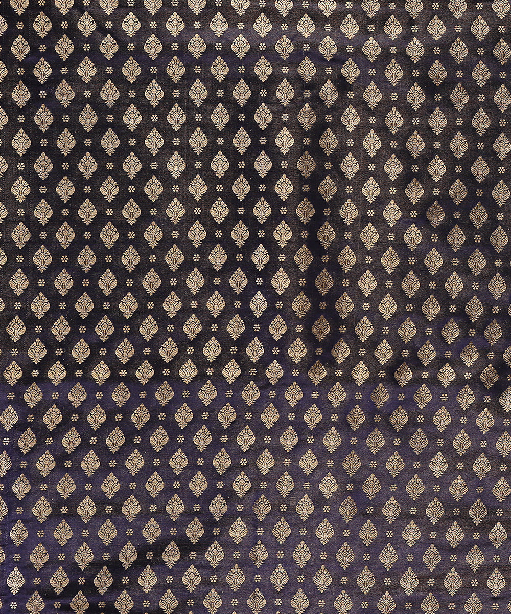 Dark_Blue_Handloom_Pure_Satin_Silk_Brocade_Banarasi_Fabric_With_Small_Mughal_Motifs_WeaverStory_03