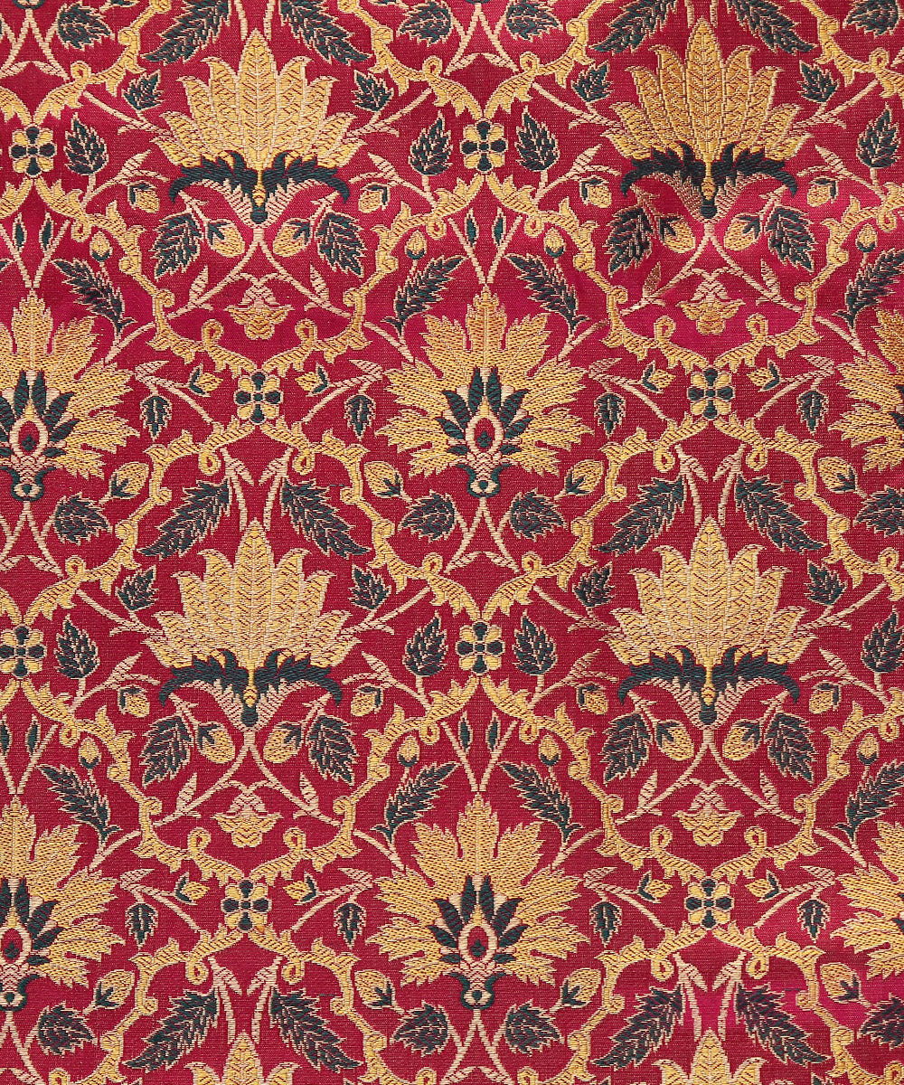Pink_Handloom_Jamawar_Brocade_Banarasi_Pure_Katan_Silk_Fabric_With_Meenakari_WeaverStory_02