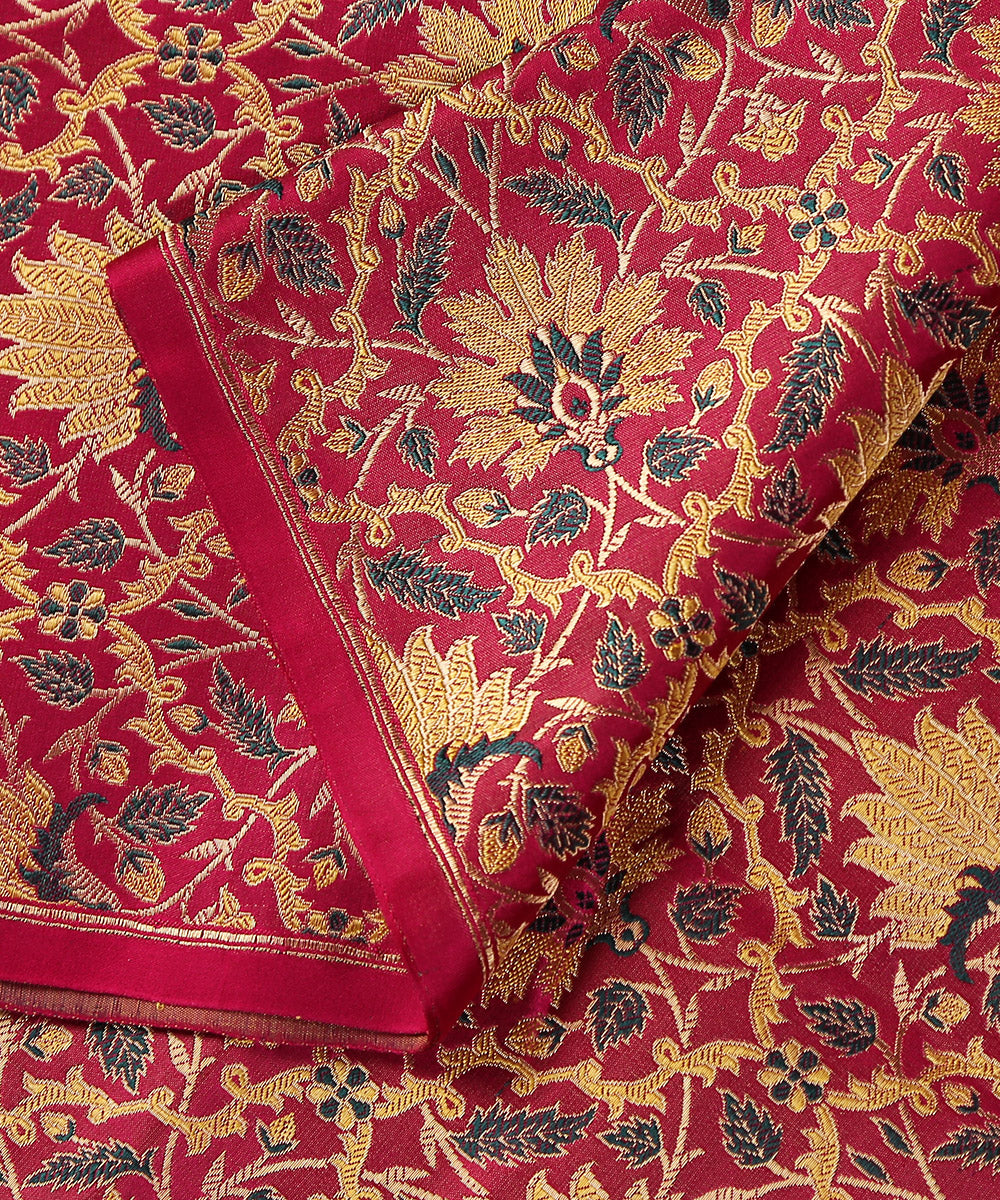 Pink_Handloom_Jamawar_Brocade_Banarasi_Pure_Katan_Silk_Fabric_With_Meenakari_WeaverStory_03
