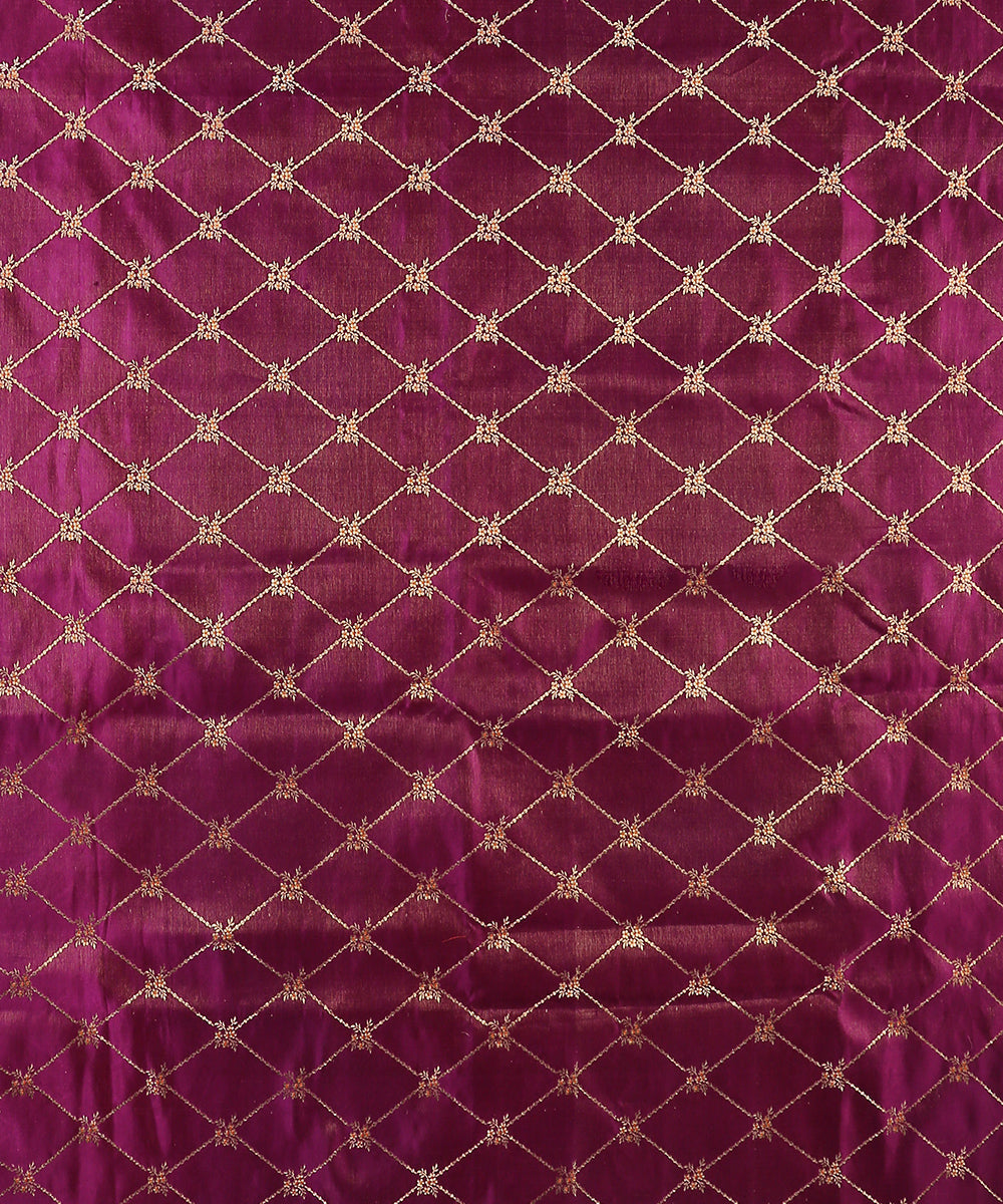 Handloom_Purple_Satin_Silk_Brocade_Banarasi_Fabric_With_Meenakari_Floral_Bunch_WeaverStory_03
