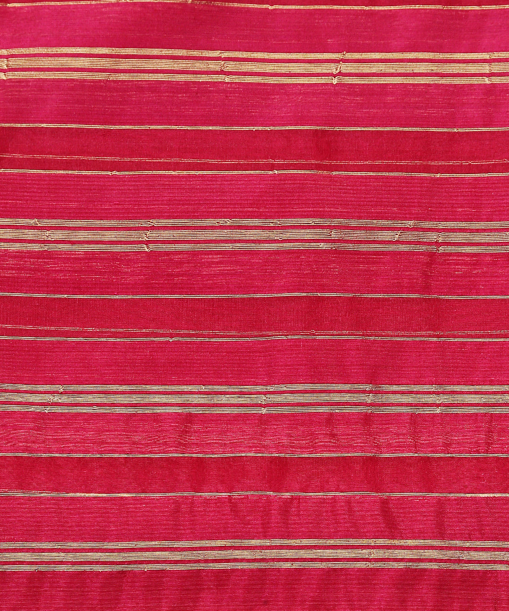 Pink_Handloom_Kora_Kora_Silk_Striped_Banarasi_Fabric_WeaverStory_03