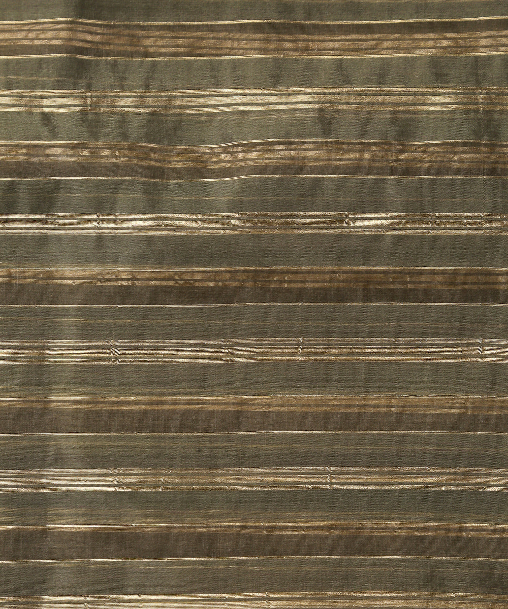 Handloom_Olive_Kora_Silk_Striped_Striped_Banarasi_Fabric_WeaverStory_02