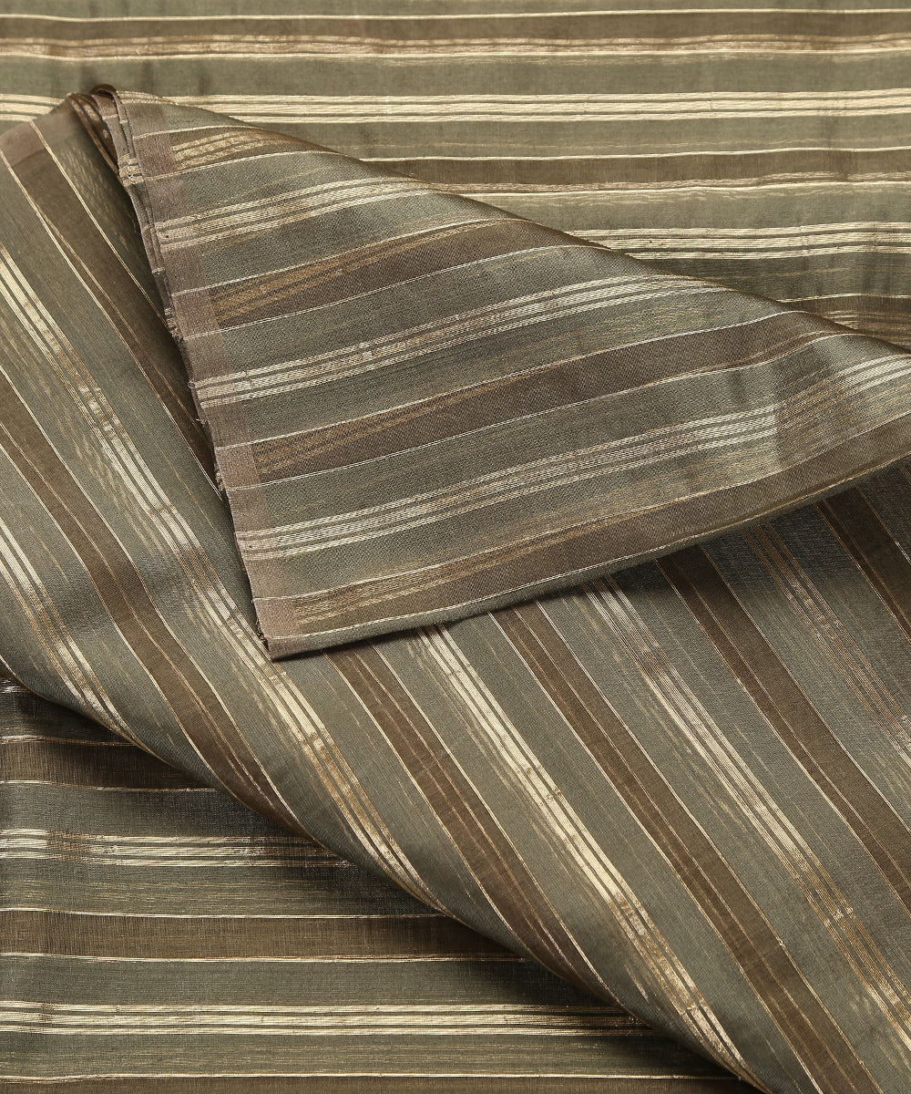 Handloom_Olive_Kora_Silk_Striped_Striped_Banarasi_Fabric_WeaverStory_04