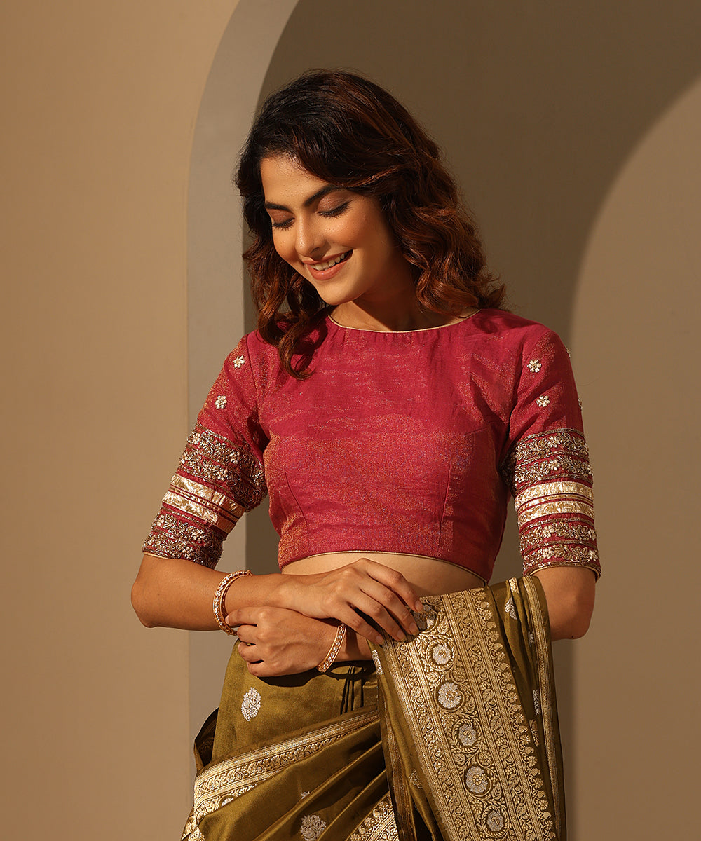 Rani_Pink_Cotton_Tissue_Blouse_With_Zardozi_Work_WeaverStory_02