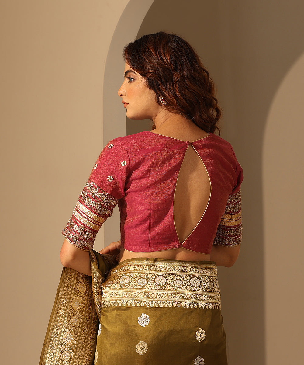 Rani_Pink_Cotton_Tissue_Blouse_With_Zardozi_Work_WeaverStory_03