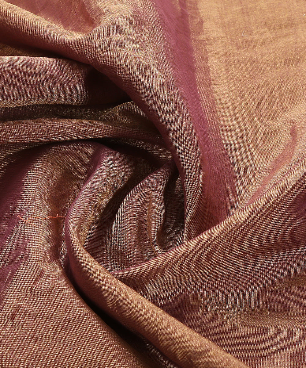 Lilac And Gold Pure Tissue Dupatta With Hand Emroidered Zardozi Border