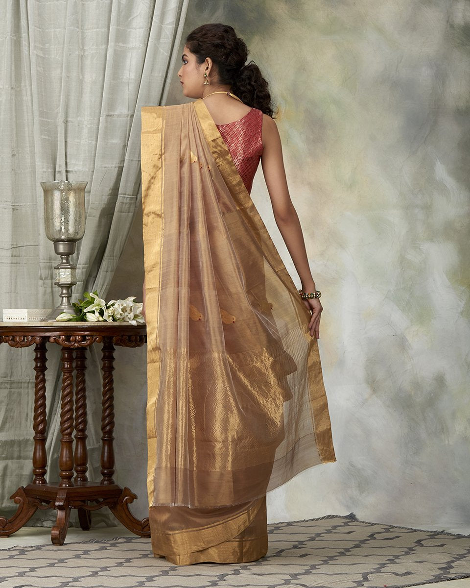 Golden_Beige_Handloom_Chanderi_Silk_Saree_With_Bird_Motifs_WeaverStory_03