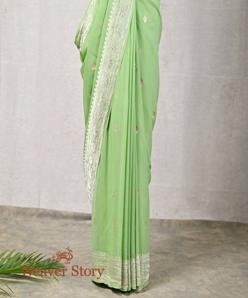 Green_Handloom_Banarasi_Georgette_Saree_with_Meenakari_WeaverStory_04
