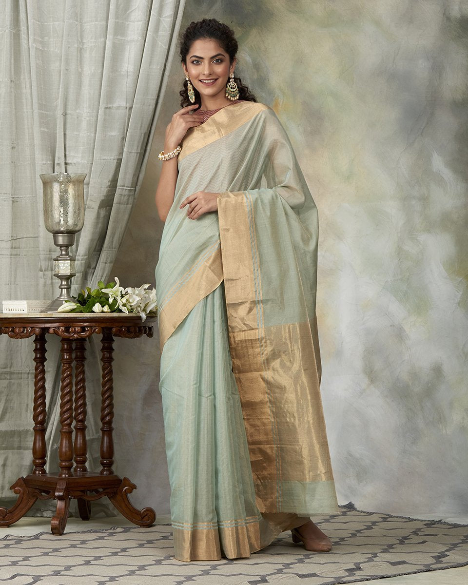 Mint_Green_Handloom_Chanderi_Cotton_Tissue_Saree_with_Zari_Border_WeaverStory_02
