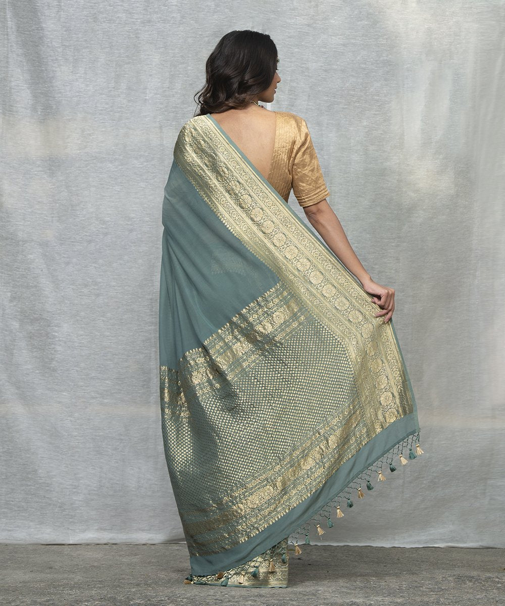 Grey_Handloom_Georgette_Banarasi_Saree_With_Kadhwa_Border_WeaverStory_03