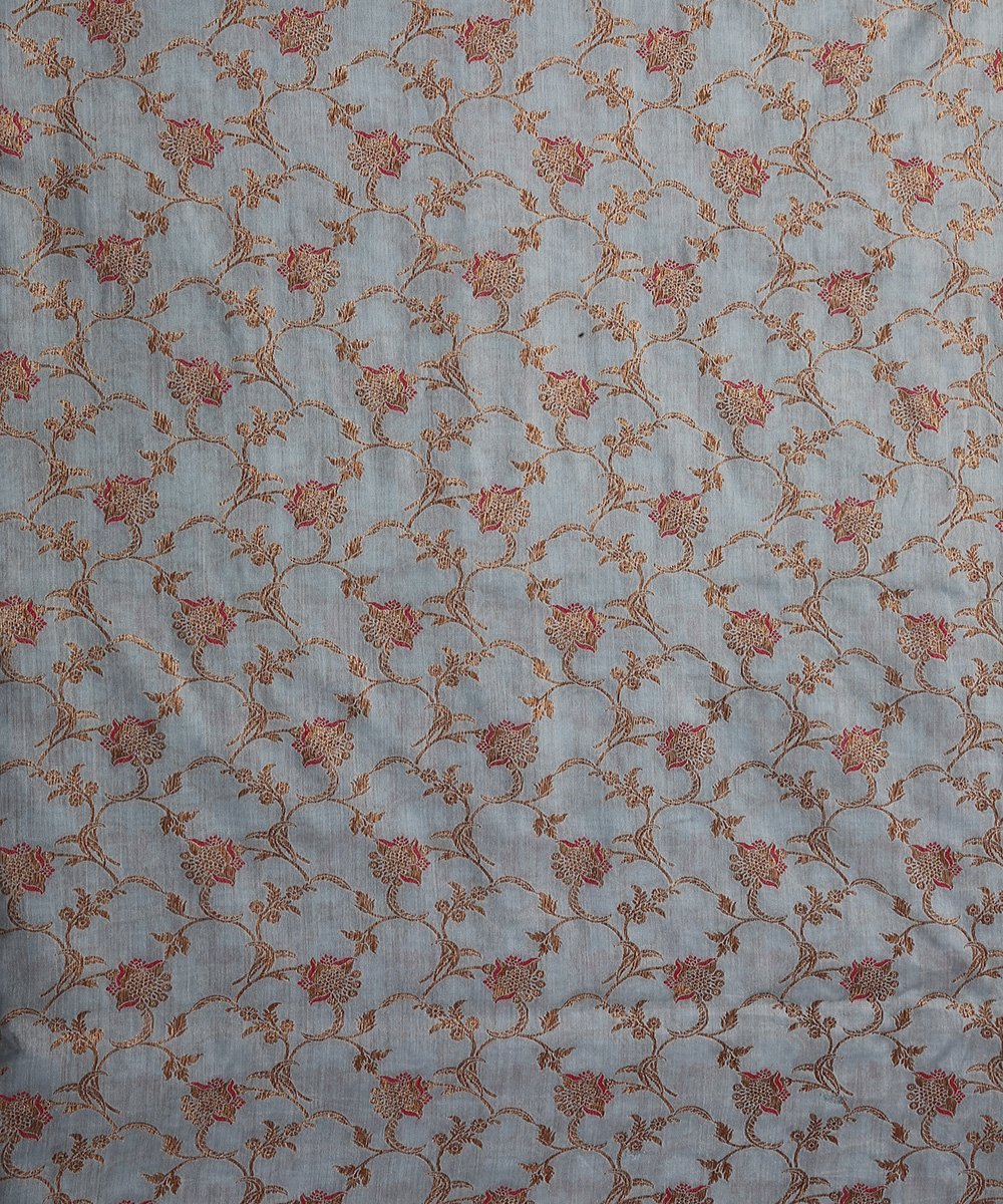 Grey_Handloom_Pure_Mulberry_Silk_Jaal_Banarasi_Fabric_with_Antique_Zari_WeaverStory_02