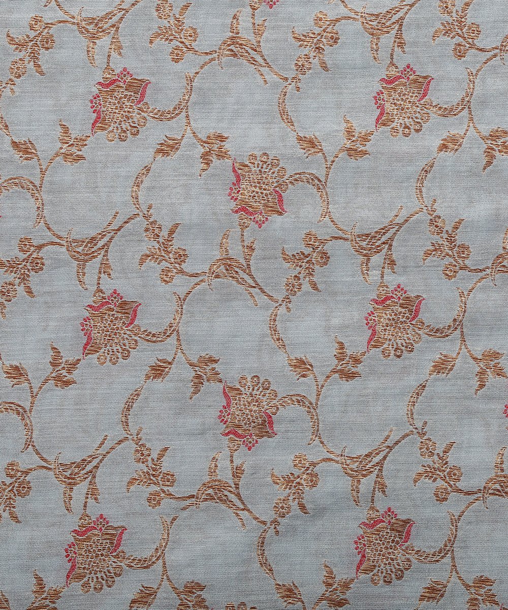 Grey_Handloom_Pure_Mulberry_Silk_Jaal_Banarasi_Fabric_with_Antique_Zari_WeaverStory_03