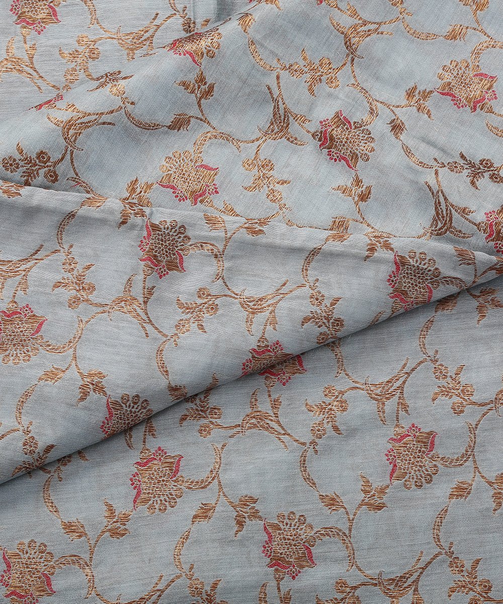 Grey_Handloom_Pure_Mulberry_Silk_Jaal_Banarasi_Fabric_with_Antique_Zari_WeaverStory_04