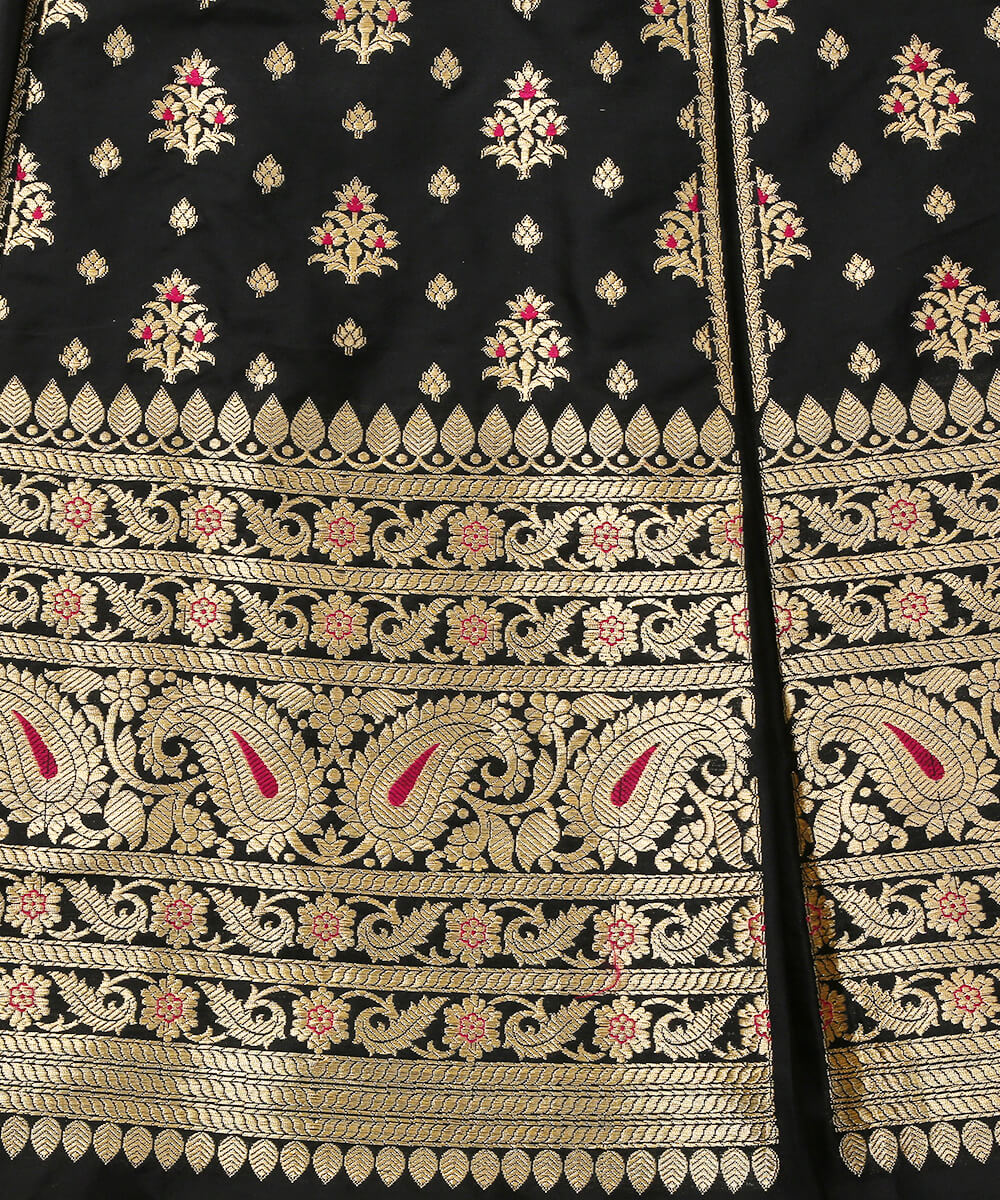 Handloom_Pure_Katan_Silk_Black_Banarasi_Lehenga_with_Meenakari_WeaverStory_04