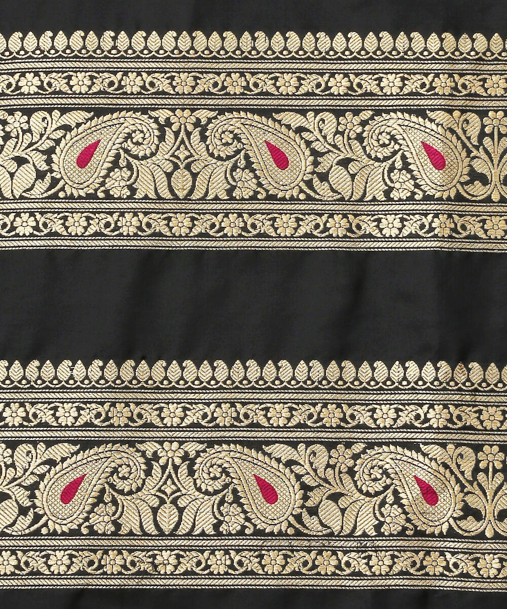 Handloom_Pure_Katan_Silk_Black_Banarasi_Lehenga_with_Meenakari_WeaverStory_06
