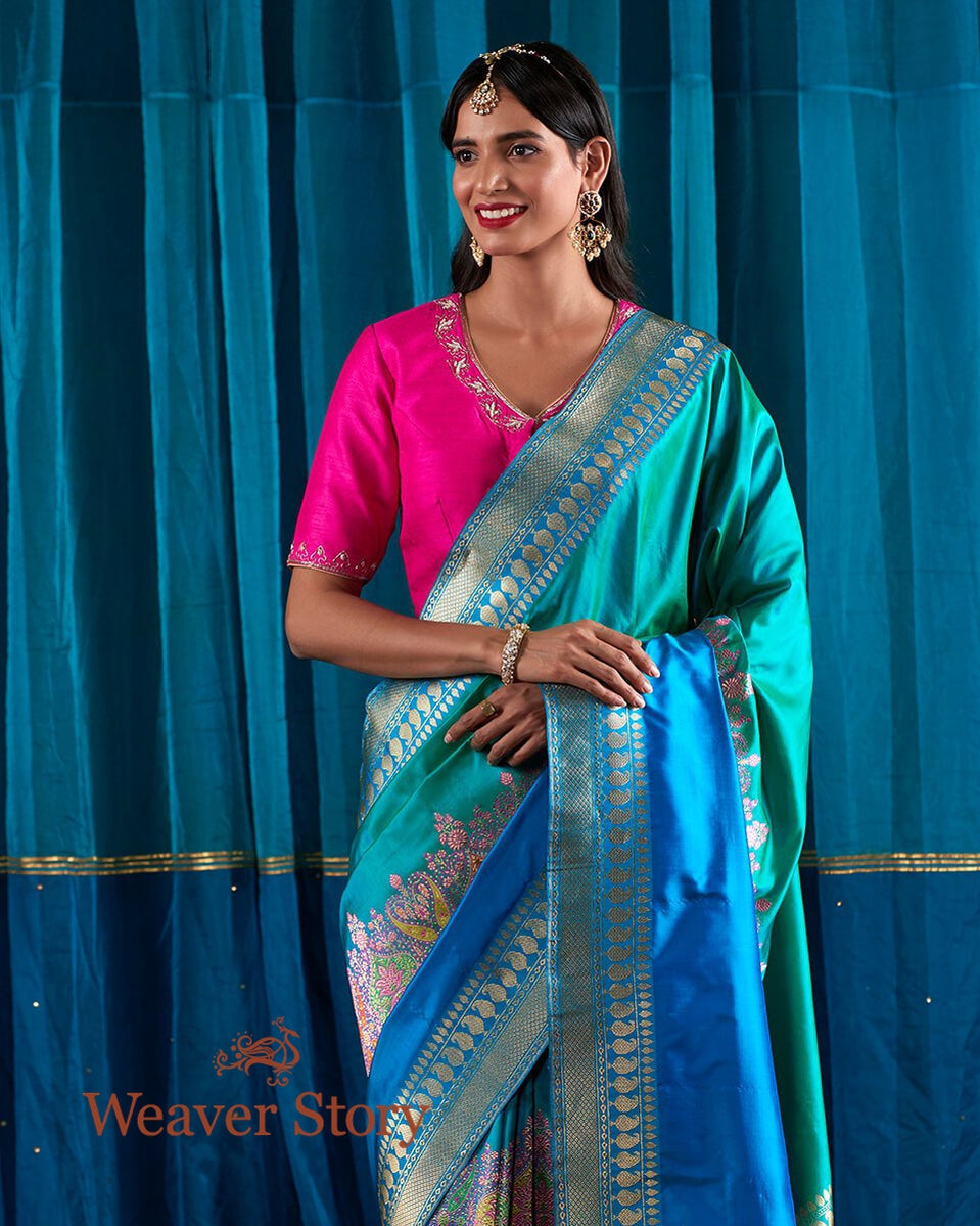 Blue_and_Green_Handloom_Banarasi_Rangkaat_Saree_with_Kadhwa_Weaving_WeaverStory_01