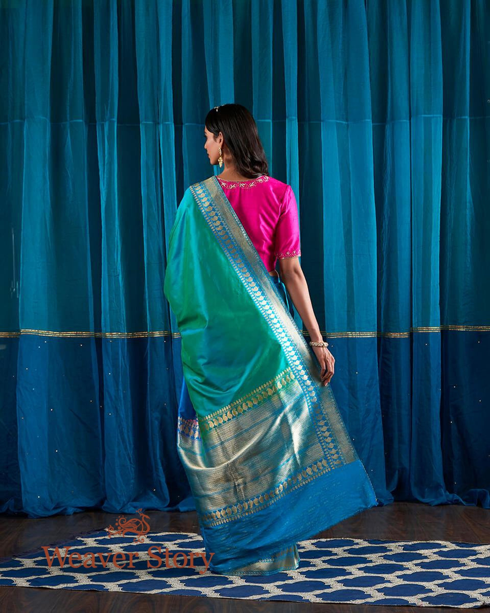 Blue_and_Green_Handloom_Banarasi_Rangkaat_Saree_with_Kadhwa_Weaving_WeaverStory_03