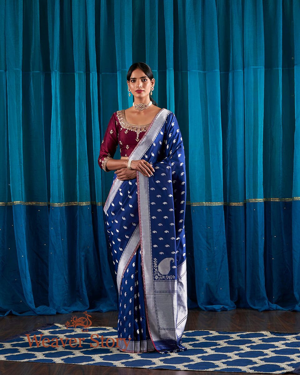 Handloom_Blue_Pure_Katan_Silk_Banarasi_Saree_with_Kadhwa_Booti_WeaverStory_02