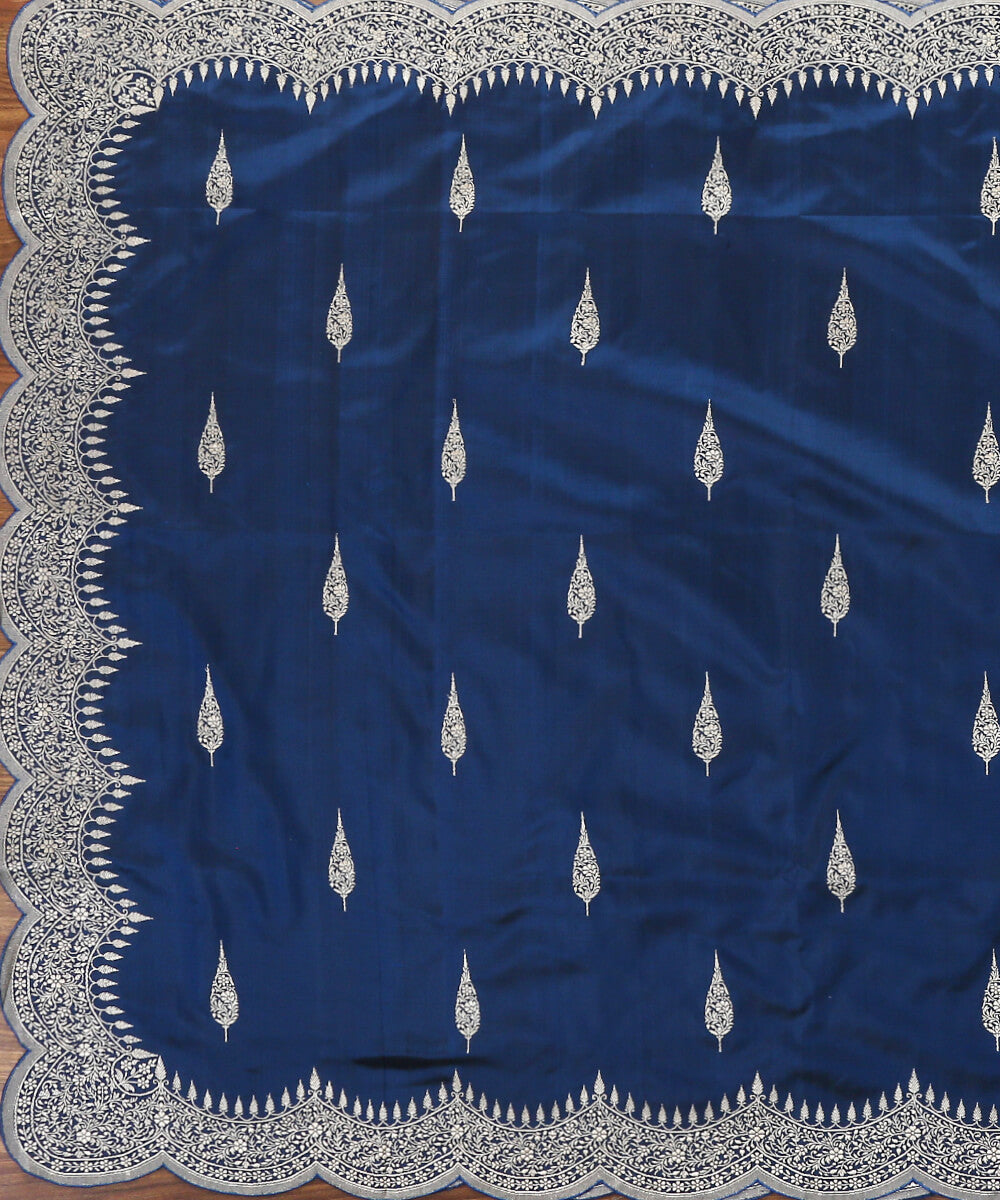 Handloom_Blue_Pure_Katan_Silk_Banarasi_Dupatta_with_Scalloped_Borders_WeaverStory_02