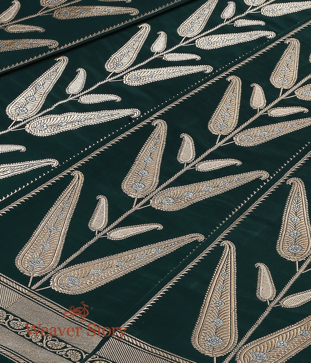 Handloom_Teal_Green_Pure_Satin_Silk_Banarasi_Lehenga_WeaverStory_03