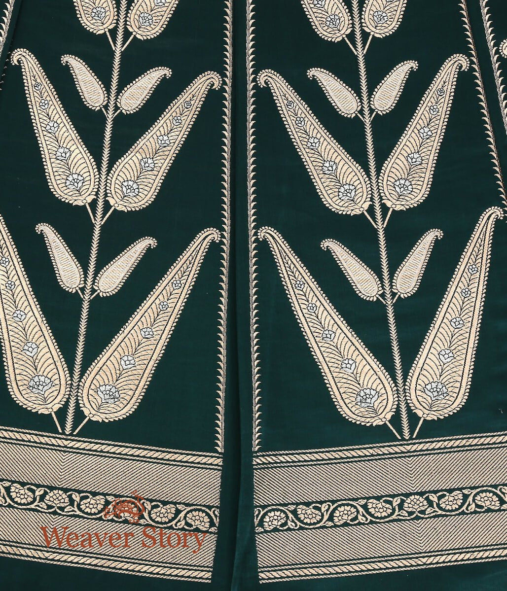Handloom_Teal_Green_Pure_Satin_Silk_Banarasi_Lehenga_WeaverStory_04